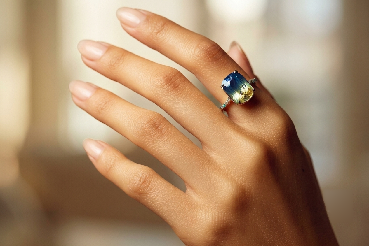 Wearing Vidhi of Pitambari Neelam – Bi-Color Sapphire