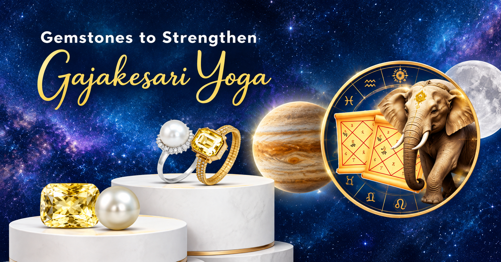Yellow Sapphire and Pearl Combination: Astrological Benefits of Jupiter and Moon in Gajakesari Yoga