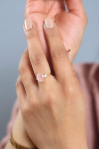 Madagascan Rose Quartz Adjustable Ring for Female by Mandala