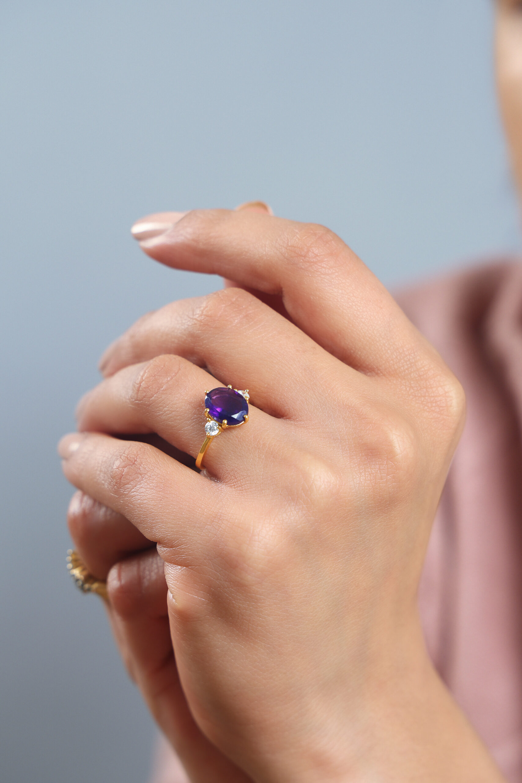 Brazilian Dark Amethyst Adjustable Ring for Female by Mandala