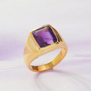 Brazilian Dark Amethyst Ring For Male Wavelength 32,876 KHZ by Mandala