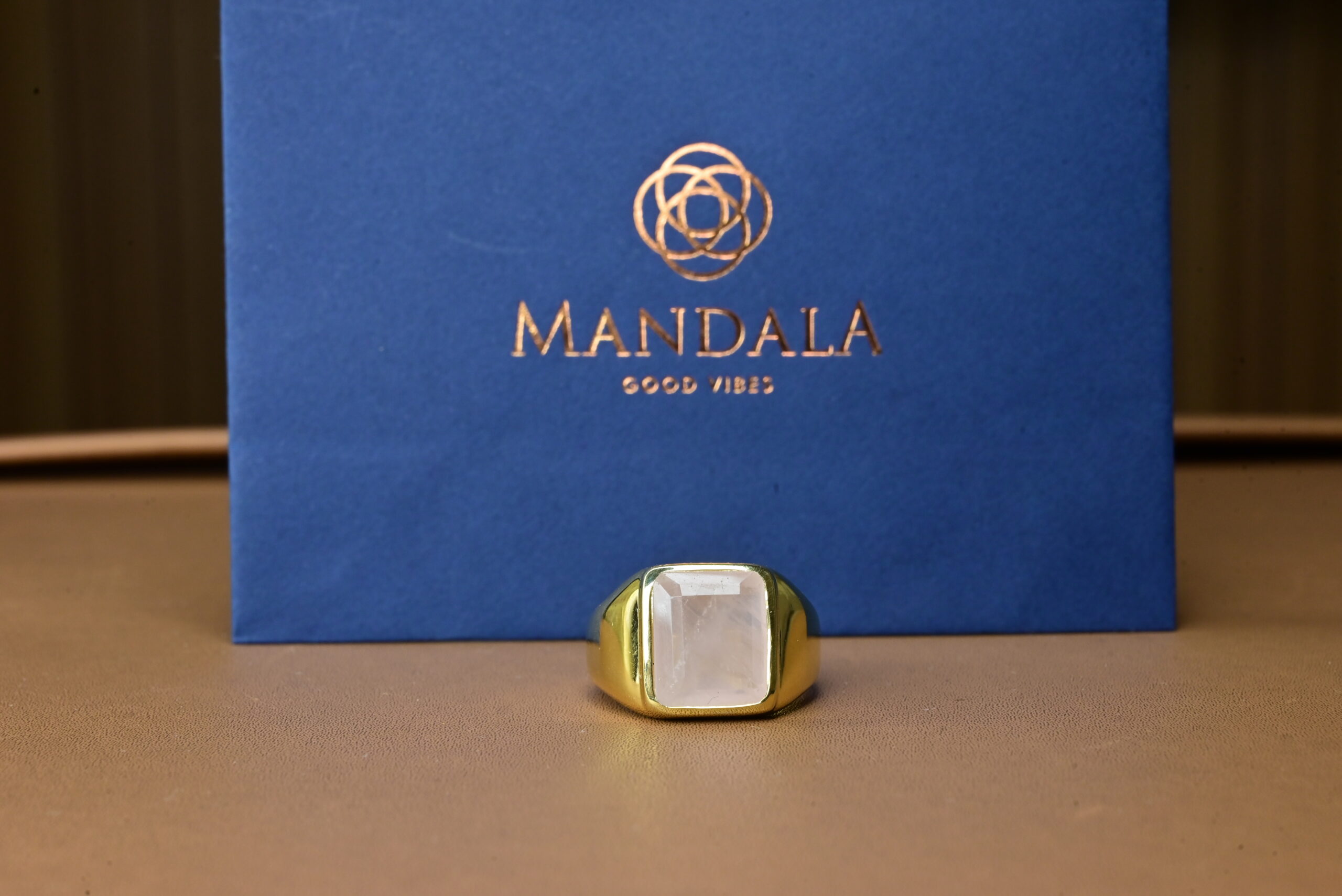 Madagascan Rose Quartz Ring for Male Wavelength 300 Hz by Mandala