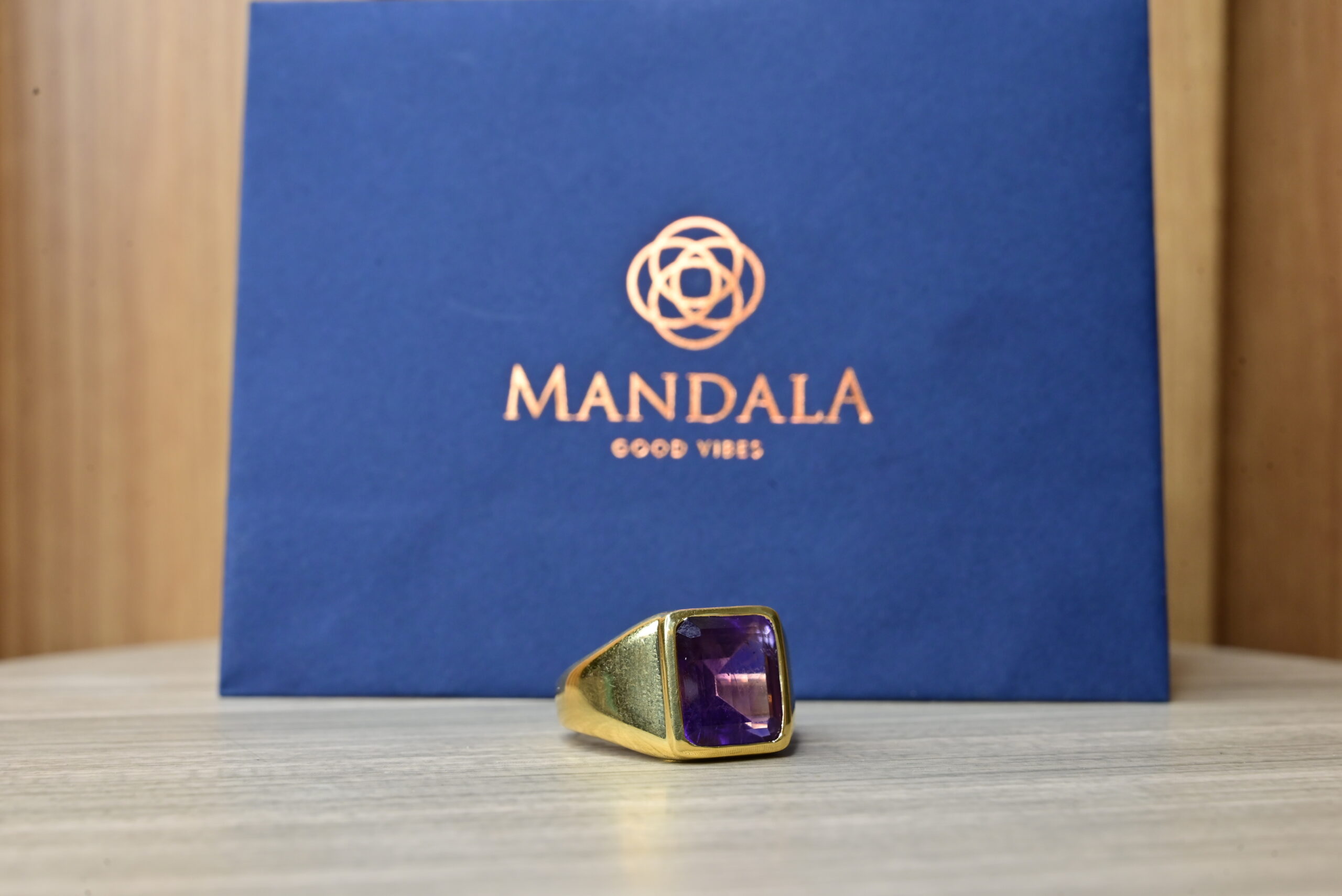 Brazilian Dark Amethyst Ring For Male Wavelength 32,876 KHZ by Mandala