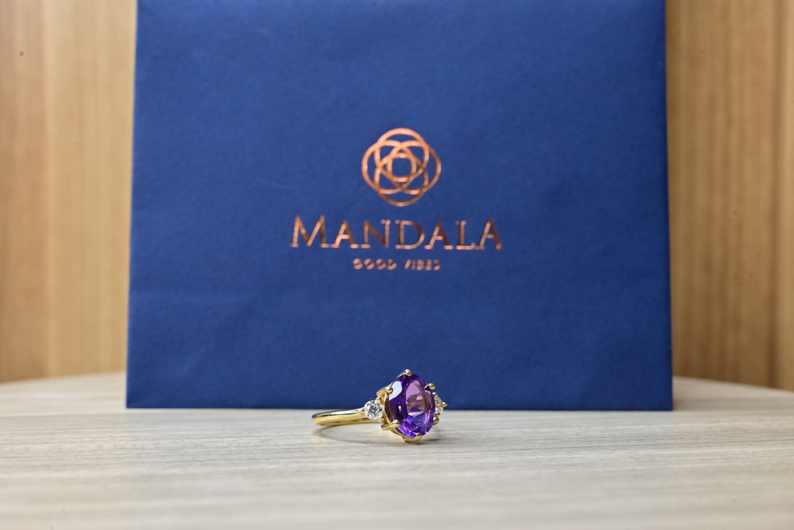 Brazilian Dark Amethyst Ring for Female Wavelength 32,876 KHZ by Mandala