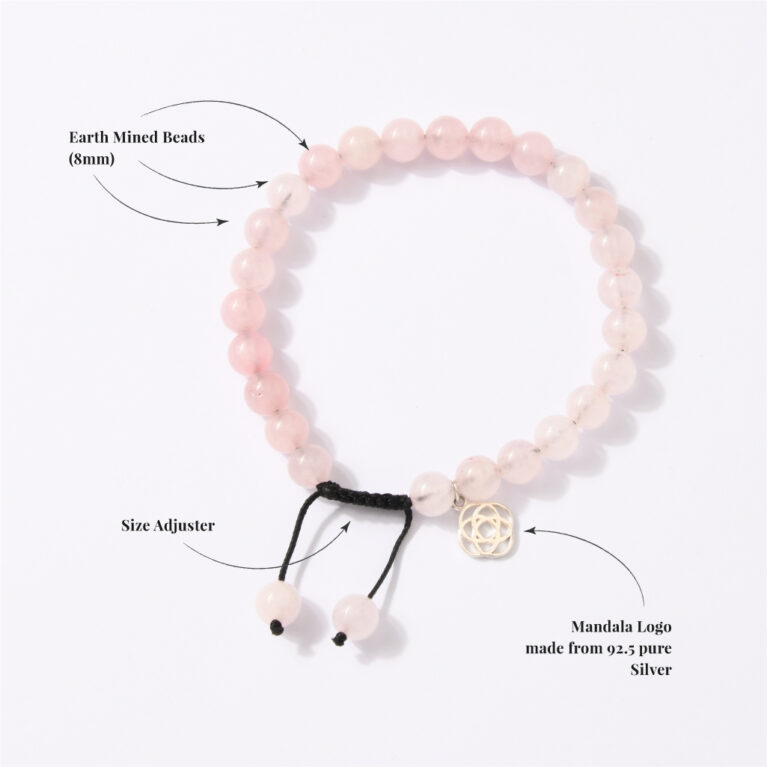 Madagascan Rose Quartz Bracelet Wavelength 300 Hz by Mandala