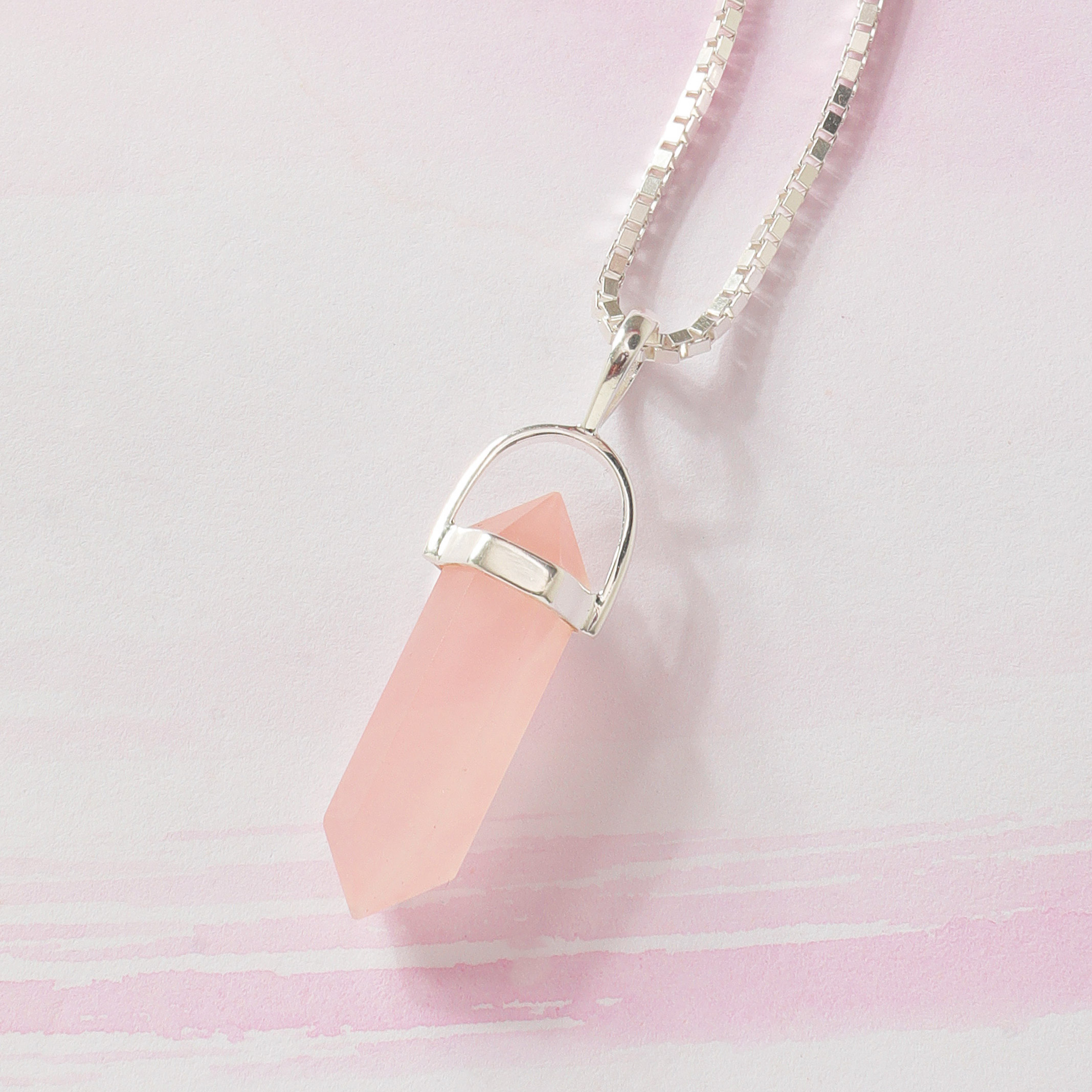 Madagascan Rose Quartz Pendant Wavelength 300 Hz by Mandala