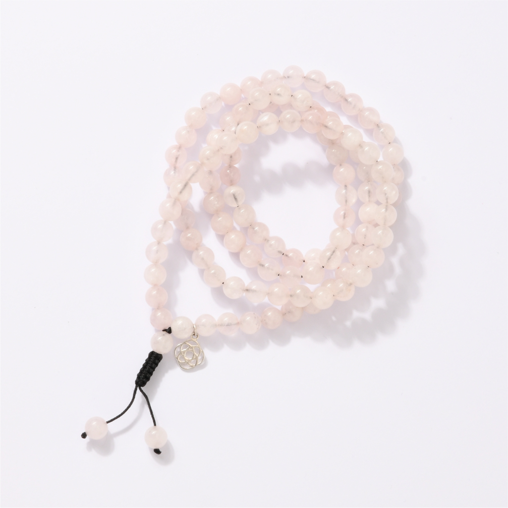 Madagascan Rose Quartz Mala Wavelength 300 Hz by Mandala