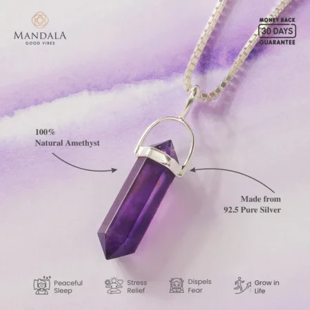 Brazilian Dark Amethyst Pendant Wavelength 32,876 KHZ by Mandala