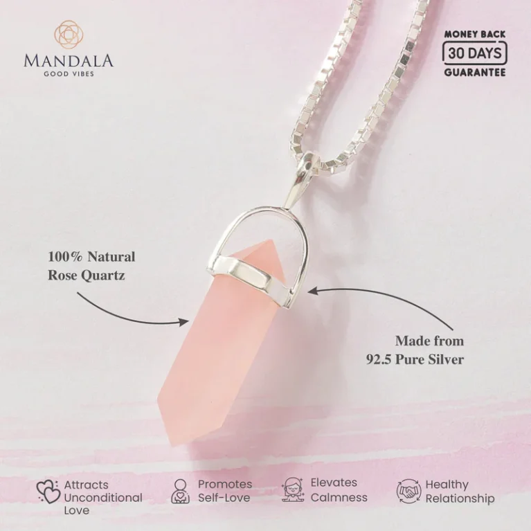 Madagascan Rose Quartz Pendant Wavelength 300 Hz by Mandala