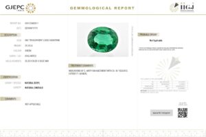 GJPEC Emerald certification for gemstone authenticity